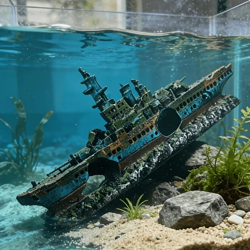 Aquarium shipwreck ornament - aquarium,