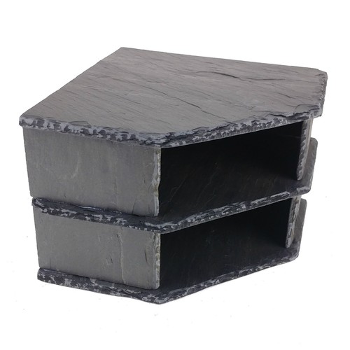 Double corner slate cave stone - double,