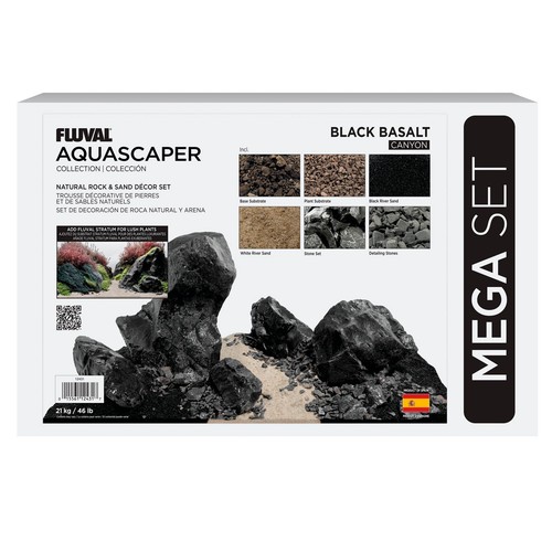Fluval black basalt stone - black, rock
